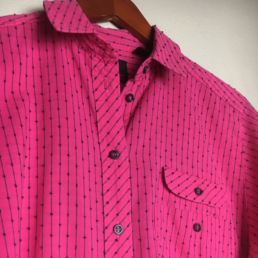 VTG LizSport Pink Retro Button Down Collared Top